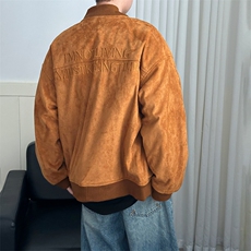 现货鹿皮绒夹克外套宽松休闲绣花棒球服男A351-AJ2595-P105，男装夹克，电商A351