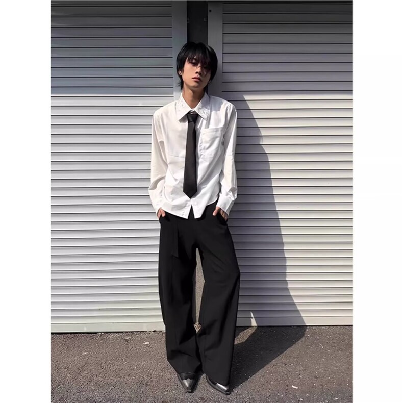 慵懒文艺ins时尚百搭日系新款简约气质原宿潮流长袖衬衫流行,男装衬衫,星座506A