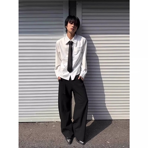 慵懒文艺ins时尚百搭日系新款简约气质原宿潮流长袖衬衫流行图片