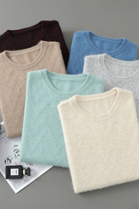 高端貂绒男士圆领毛衣 秋冬新款舒适百搭时尚针织衫图片