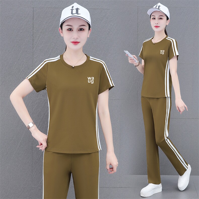 燕颉冰丝短袖运动套装女夏季2023时尚洋气夏天宽松休闲跑步两件套,女装套装/套裙,燕颉服饰