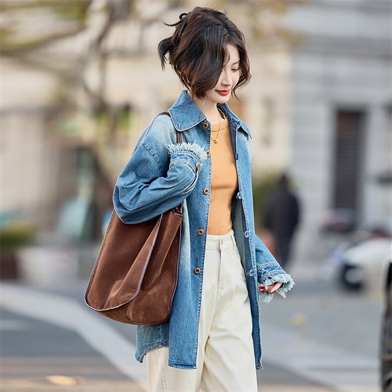 2025年春季新款牛仔蓝外套女气质休闲百搭外套女图片