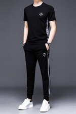 2023年休闲套装男夏季新款圆领男士冰丝短袖t恤中年薄款两件套，男装休闲套装，电商B212（原钱塘6029）