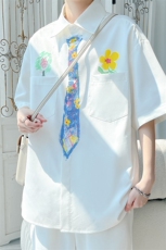 2025夏季新款旋律风车大码印花学院风衬衫M-5XHC25346-特P30，男装衬衫，电商A022