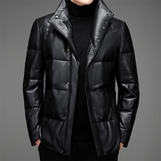 DLSN22071羽绒皮衣男头层绵羊皮白鸭绒羽绒服皮风衣P1300，男装皮衣，电商B360