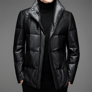 DLSN22071羽绒皮衣男头层绵羊皮白鸭绒羽绒服皮风衣P1300