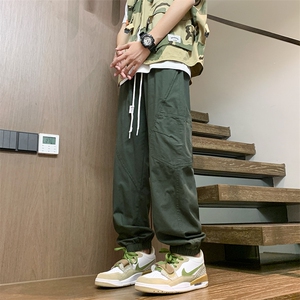 2025春夏款港风纯棉宽松休闲百搭束脚工装裤休闲裤K24119-P55图片