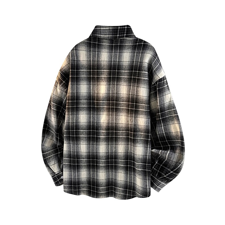 衬衫男秋季新款港风宽松大码格子长袖衬衣CS606-特P28，男装衬衫，星座214-3