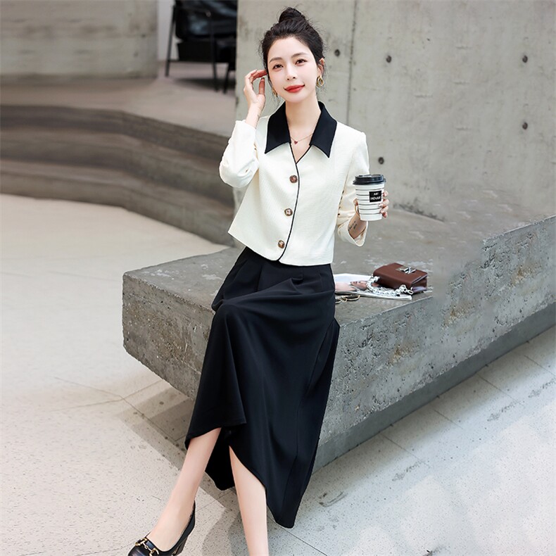 高级感时尚职业连衣裙套装女2024春秋新款气质小香风半身裙两件套,女装套装/套裙,曼琳思菲