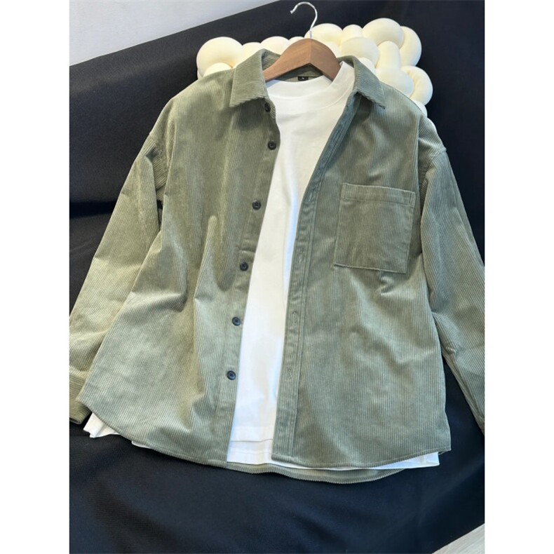 灯芯绒休闲衬衫男长袖，男装衬衫，星座1302