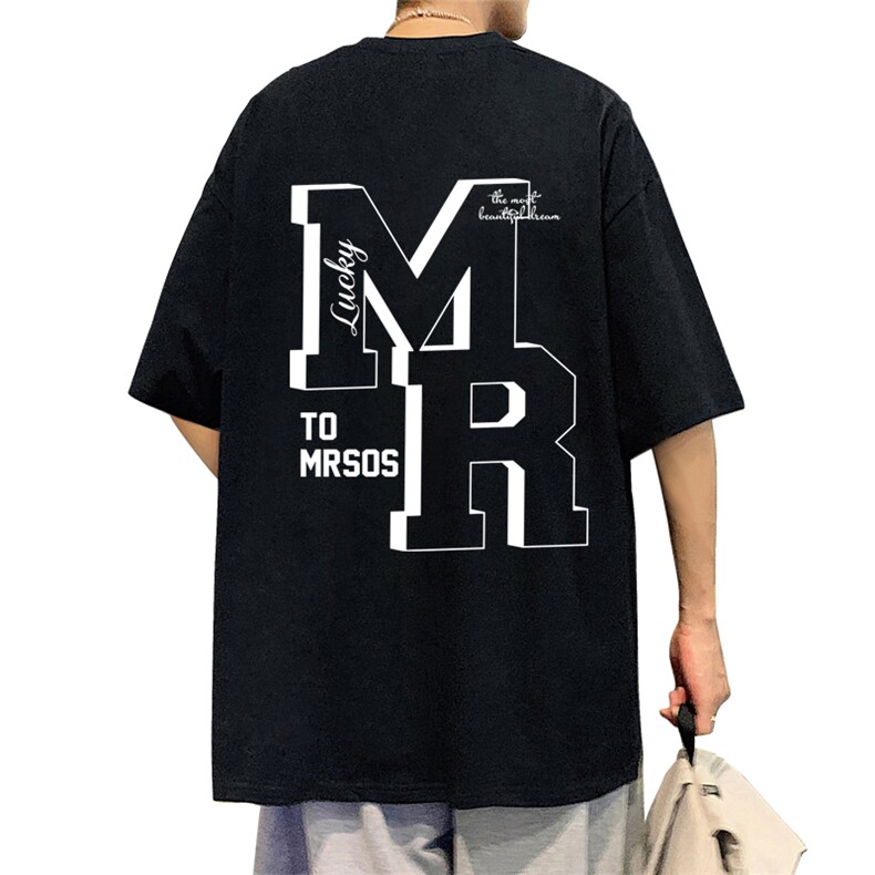 T615P26夏季新款港风纯棉短袖T恤ins衣服宽松半袖体恤字母上衣,男装T恤,星座304A