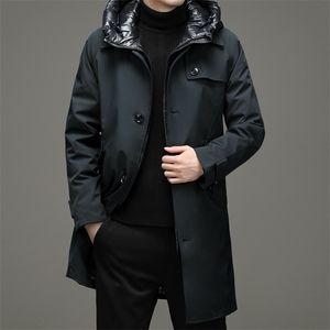 2021男士商务羽绒服长款90%白鹅绒羽绒服潮流长款外套ZG2905-P420图片