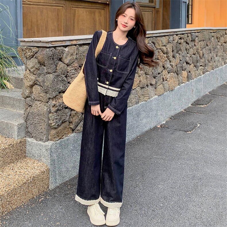 2025春新款优雅气质法式休闲长裤两件套装，女装套装/套裙，心心服饰