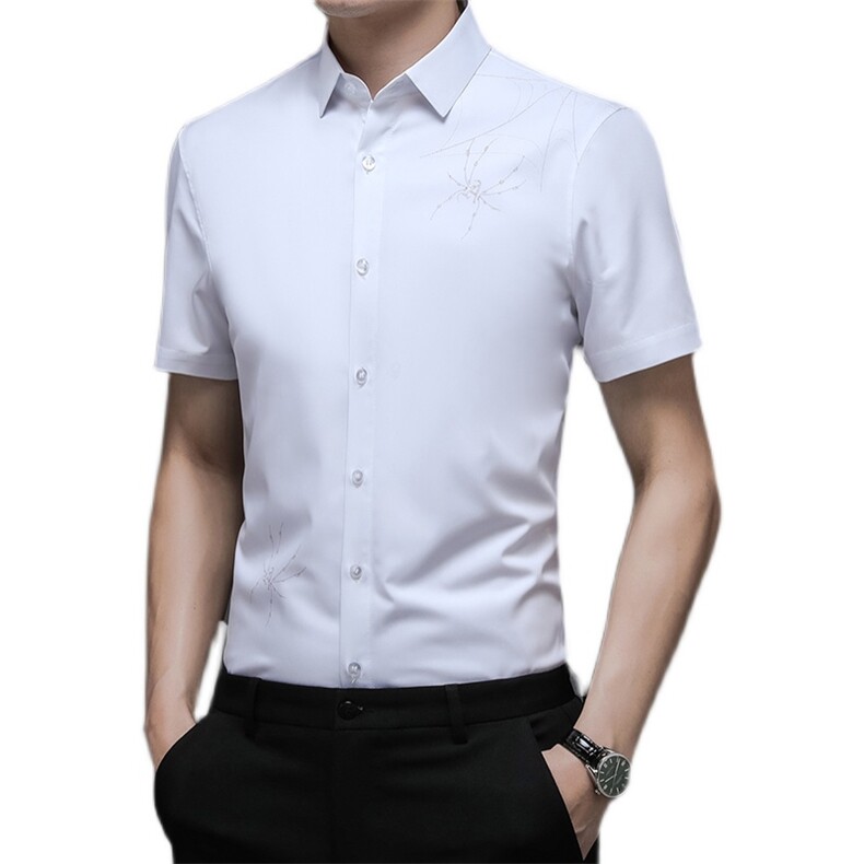 C8808夏季男士短袖衬衫青年休闲绅士修身纯色衬衣免烫商务P58,男装衬衫,电商B360