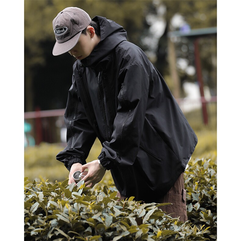 美式冲锋衣夹克男韩版潮拉链连帽2023秋冬季新款ins外套W5092-P47图片