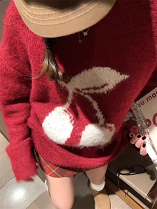 秋冬复古翻领套头上衣女针织衫图片