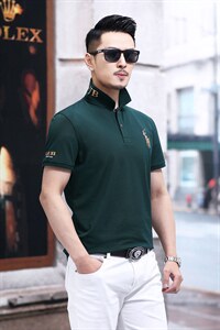 2024年夏季男士短袖T恤翻领纯色商务休闲中年爸爸装Polo上衣男P60图片