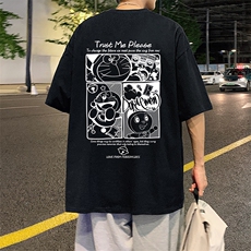 T671P26夏季新品港风高街美式短袖T恤宽松ins重磅纯棉体恤，男装T恤，星座304A