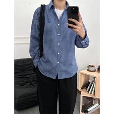 【档口现货】CS552LL-特P30蓝色格子长袖衬衫男内搭叠穿衬衣外套，男装衬衫，星座1007（原301D）