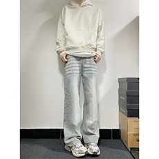 B221美式ins高街暗黑重工艺宽松直筒牛仔裤LK23125-P65控88，男装牛仔裤，电商B221