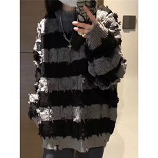 AA1788P48条纹破洞毛衣长袖男潮，男装针织衫/毛衣，电商B323A
