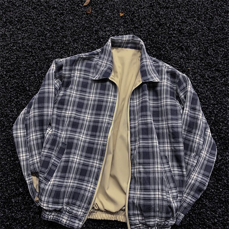 正反两穿小香风外套男痞帅高级感vintage夹克美式棒球服W5933-P72图片