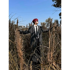 现货~秋冬新款戗驳领收腰垫肩毛呢大衣过膝长款风衣外套Y971-P125，男装风衣，星座1004-3
