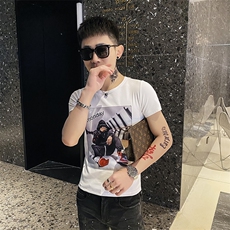 312A-6312-P35新款社会小伙短袖T恤修身男士潮流半袖体恤H，男装T恤，星座312A-5