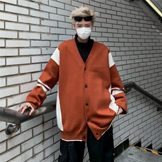 针织开衫男韩版潮流拼色大V领帅气2023冬季新款ins毛衣MZ192-P57，男装针织衫/毛衣，星座412-3