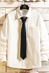 LC42099-P45 痞帅领带长袖衬衫男士大码dk制服男jk衬衣男图片