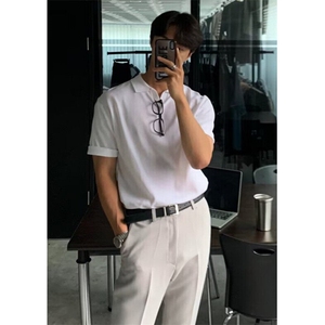 短袖polo衫男潮牌夏季翻领轻熟纯色宽松百搭上衣男士t恤 TA52图片