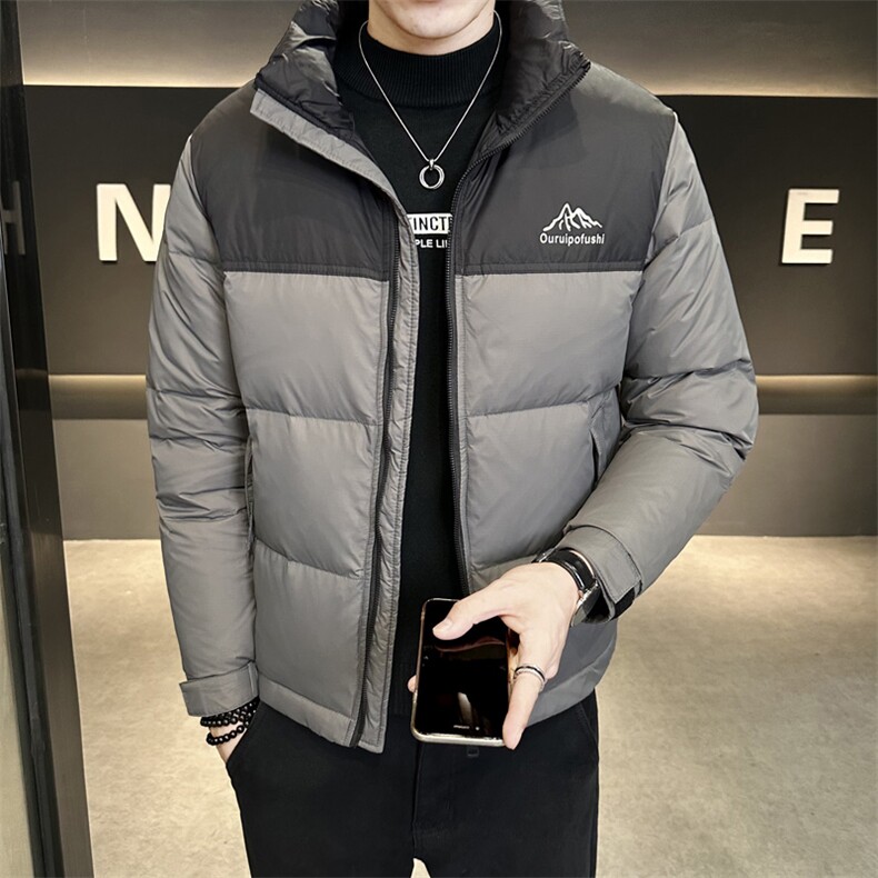 冬季新款立领皮羽绒服男拼接短款外衣保暖羽绒外套Y23982-P145,男装羽绒服,电商A239