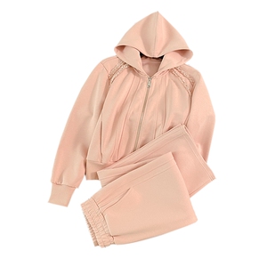 女秋拉链连帽开衫卫衣阔腿裤两件套潮图片