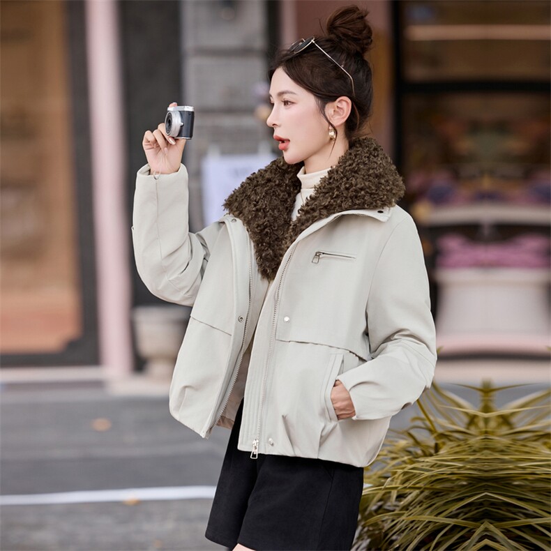 2025年时尚流行简约保暖派克服f带毛领冬季上市,女装棉衣/棉服,涵亦佰惠