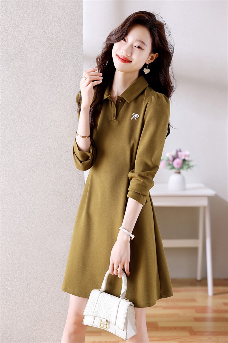 优雅气质长袖连衣裙显瘦修身小个子必备时尚大方舒适百搭,女装连衣裙,岚衣(原川流布茜）