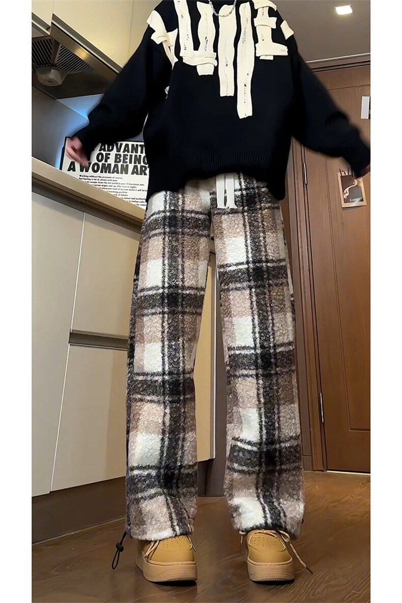 格纹圈圈尼格子加厚长裤潮流出街造型撞色休闲裤K691P45控78,男装休闲裤,电商A102B