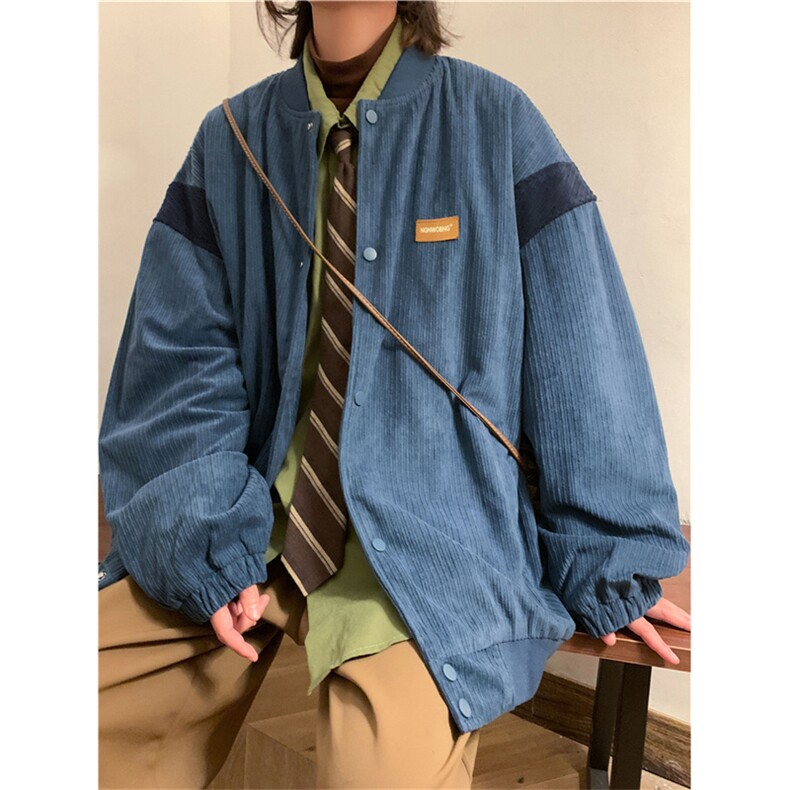 外套男春秋日系cityboy灯芯绒棒球服美式复古ins夹克N06573-P60图片