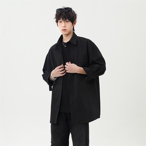 港风网红凉感中式翻领七分袖冰丝衬衫男XZ213-CS8810-P45控58图片