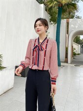 高档次千鸟格衬衫，女装衬衫，艾绮雪影