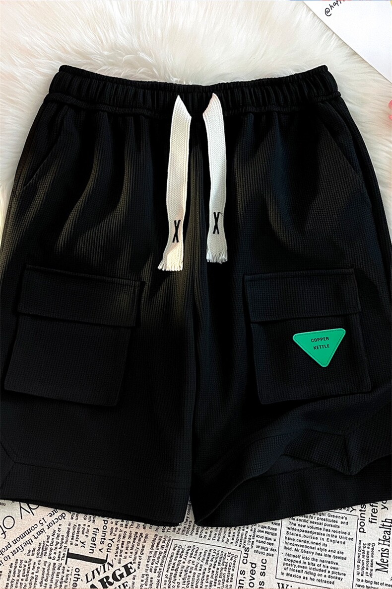 K6070/P35新款立体多口袋工装系绳短裤男大码中裤腰里捆条包边,男装牛仔裤,电商A141