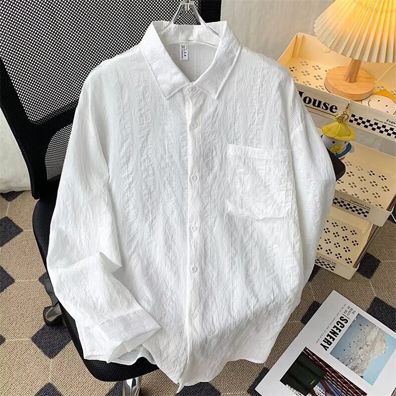 得物品质秋款男衬衫条纹提花宽松长袖衬衣CS0105P45,男装衬衫,星座1013-1
