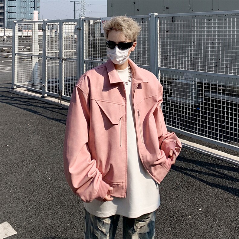 2024春季新款水洗皮外套潮牌夹克机车服上衣痞帅现货W8106-P74,男装夹克,星座512-4