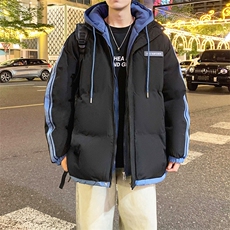 棉服男冬季新款港风宽松假两件连帽棉衣MF8587-特P78，男装棉衣，星座214-3