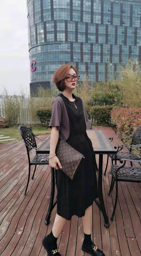 夏季新品假两件连衣裙，女装连衣裙，芷箐伊苑