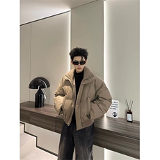 pu皮衣外套棉服男女短款加厚美拉德复古面包服棉衣8827-P105网图，男装皮衣，电商B245