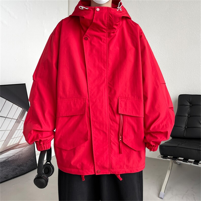 JK8107/P75秋装新品冲锋衣男美式机能工装外套连帽风衣宽松夹克,男装夹克,电商A141