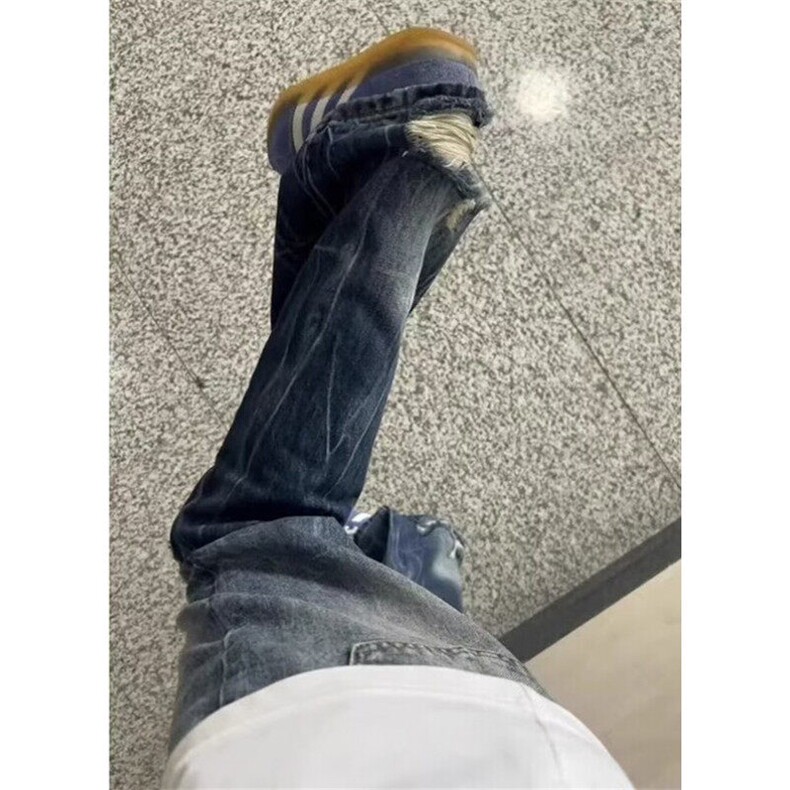 复古小众解构牛仔裤男士春秋季痞帅宽松休闲做旧直筒裤子NA411,男装牛仔裤,星座1116A（原606A-3）