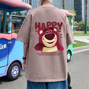 T678大码宽松纯棉运动圆领体恤衫oversize短袖T恤男重磅T图片