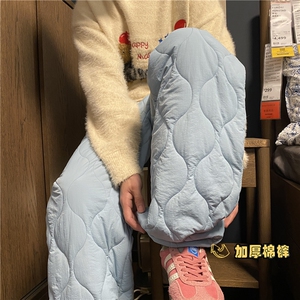 2025冬季新款潮流亮色情侣中性葫芦格宽松棉裤B315-K866-p55控78图片