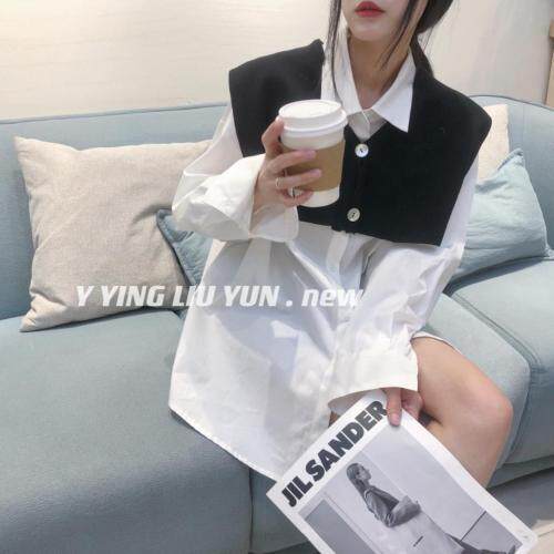 针织披肩加衬衫两件套，女装衬衫，迎盈柳韵